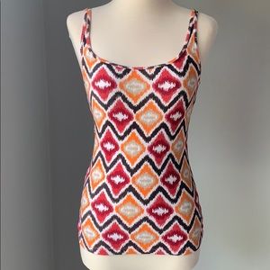 Ikat print cotton tank top